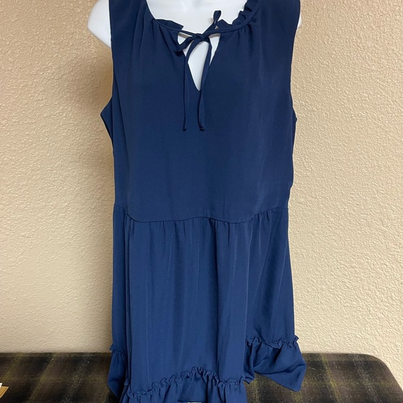 4/$15 Navy Sleeveless Dress with Ruffle Hem - Picture 1 of 5